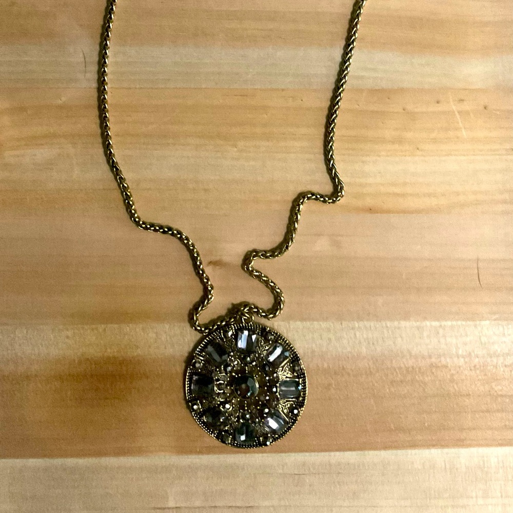 Long necklace dark purple stones